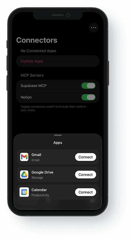 MCPy connectors screen